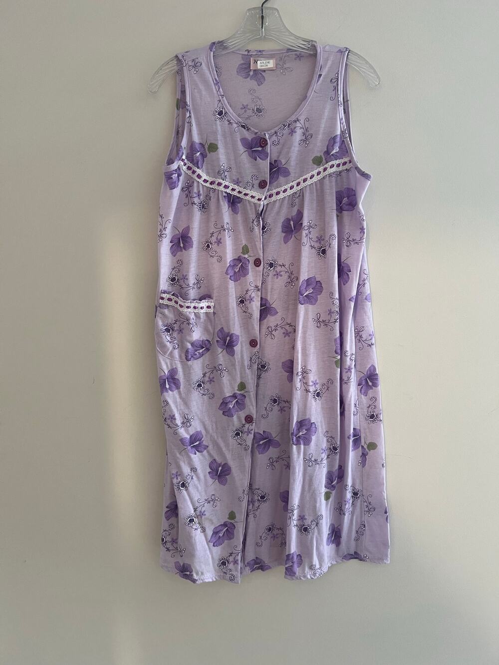 Vintage Sleeveless Nightgown Purple Floral Medium Large JL